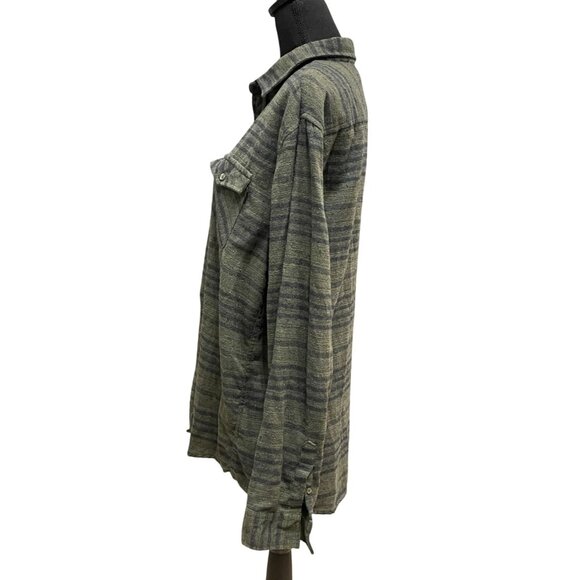 Molokai Surf Co. collared green & navy flannel unisex button down pockets Skater - Picture 3 of 7